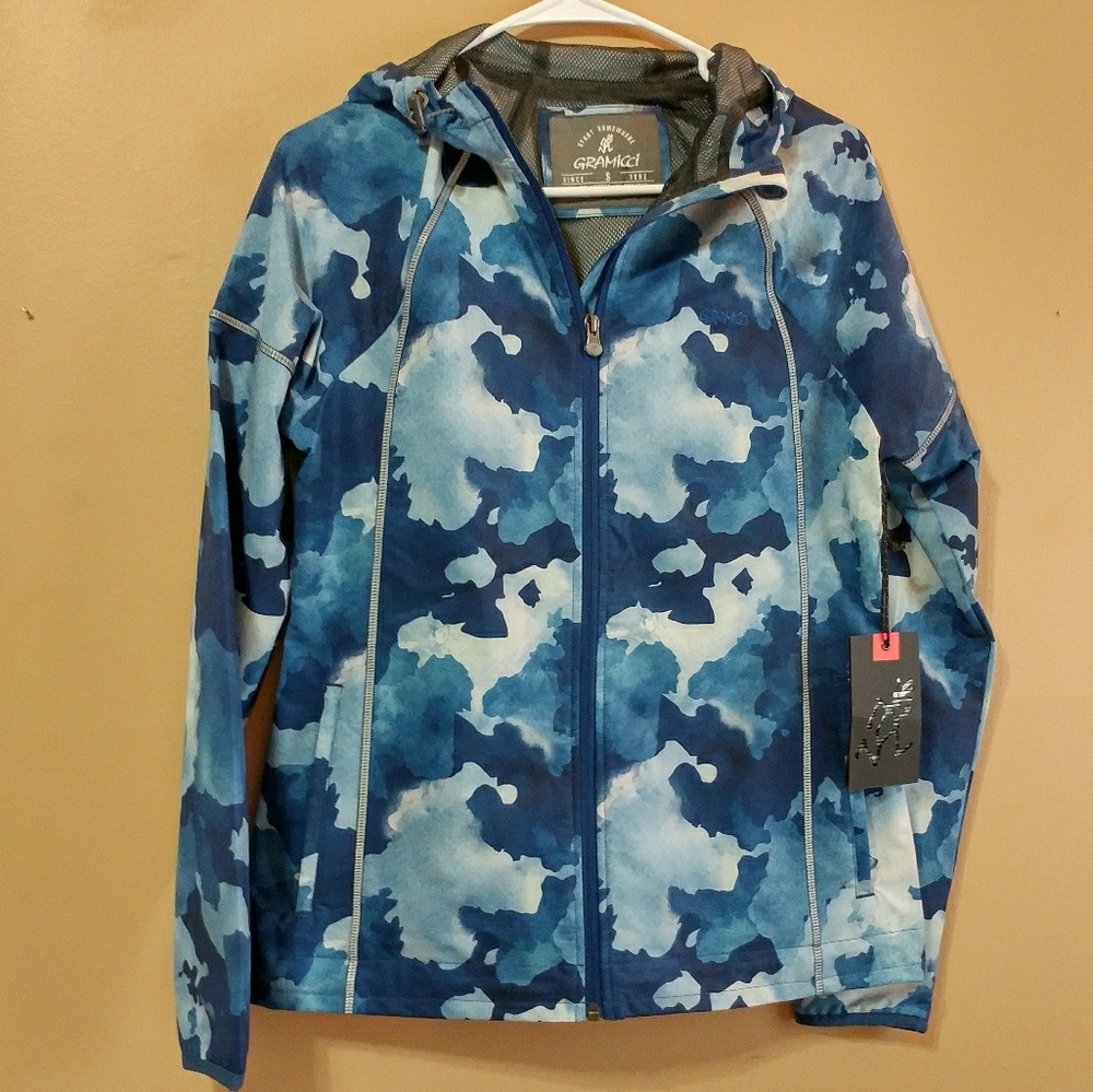 blue camo aqua trail zip jacket